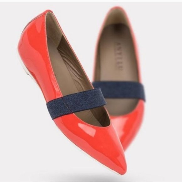 Anyi Lu Shoes - ANYI LU | Dora Ballet Flats in Coral Patent Leather sz 39.5